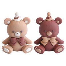 PDS家居裝飾 古董泰迪熊 PVC 裝飾品 室內公仔 2件組, 混合色