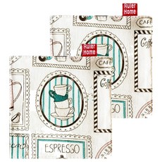 큐트미 코튼 패브릭 컵받침 MP61, 커피잔 무늬(MP613), 11 x 11 cm, 2개