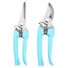 Masyatu 庭園花卉修枝不鏽鋼剪刀 直式 + 彎式套組 藍色, 1套