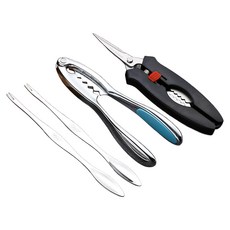 瑞典廚房 304不鏽鋼 吃蟹工具/大閘蟹工具組合 附收納盒, 1組, 不鏽鋼色, 蟹剪 + 蟹鉗 + 蟹針 2支