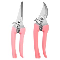 Mashatu 庭園花卉修枝不鏽鋼剪刀 直式 + 彎式套組 粉紅色, 1套