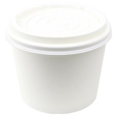 Inp SK 圓形紙容器 1L 素白色 白色蓋子 14 x 11.2 x 10.8 cm, 50個, 1入
