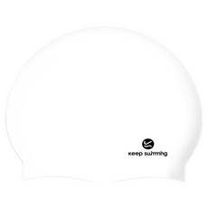 KeepSwimming 兒童Logo泳帽, 1個, 白色