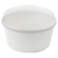 Inp SK 圓形紙容器 520ml 素色白色 透明蓋 12.4 x 10 x 5.8 cm, 50個, 1入