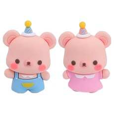 PDS홈데코 추카추카 아기 곰돌이 PVC 생일 파티 등 장식 피규어 2종 세트, 블루핑크세트