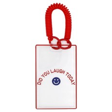 Bfancy Hello Smile 透明卡夾 員工證 交通卡套, 紅色, 1個