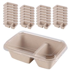 Highching 高精 美式雙格餐盒 含蓋 原色 1L, 100個, 1入