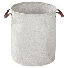 大容量圓筒形布藝洗衣籃 50L, 淺灰色