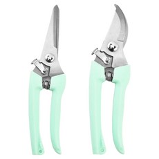 Masyato 庭園花卉修枝不鏽鋼剪刀 直式 + 彎式 套組 綠色, 1套