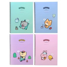 핑크풋 쪼꼬미친구들 3줄 영어노트 4종 세트, sky blue, mint, purple, pink, 1세트
