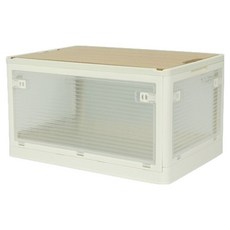 SPACE EDITOR 5面開門折疊收納箱, 1個, 象牙白+木質上蓋