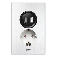 Bello Venus USB電源供應器 2孔+插座 1孔 3A 白色, 1個