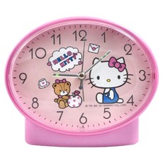 Sanrio 三麗鷗 HELLO KITTY 粉漾橢圓靜音貪睡鬧鐘 JM-6322KT-B, 粉色