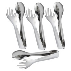 YOL 스테인레스 포크 스푼 집게, 실버, 4개