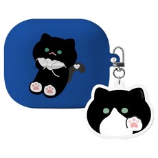 Imooi Galaxy Buds3 / Buds3 Pro 硬殼保護套 + 壓克力鑰匙圈組合, 貓咪燕尾服2, 1套, 單一商品