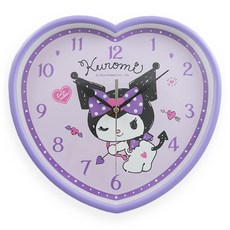 Sanrio 三麗鷗 KUROMI小惡魔蝴蝶結紫漾愛心 靜音掛鐘 JM-W567KU-A, 紫色
