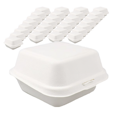 Highching 高精 植纖漢堡盒 4寸 白色, 1組, 100個