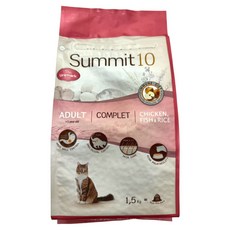 Summit10 森咪特 成貓用皮毛保健乾糧, 雞肉 + 魚 + 米, 1.5kg, 1袋