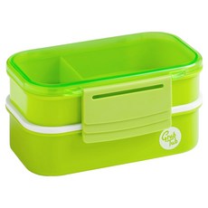PREMIER HOUSEWARES 雙層便當盒 附餐具, 1個, 綠色