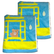 Gemini 双星毛巾 房子熊毛巾 棉紗 72 x 34cm, 藍色, 2條