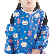 BEBE CHOUETTE 圖案一體式無袖美術圍裙袖套組, 貓咪