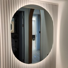 미래지원 양타원 3색 LED 간접조명 거울 W 60cm x H 80cm x T 4mm, 세로형, 02.LED 3색, 02.LED 3색