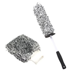 카로닉 차량용 스크래치 방지 타이어 휠 청소 브러쉬 + 버블 세차 워시미트 세트, 혼합색상, 1세트