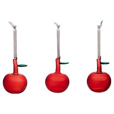 IITTALA 玻璃蘋果裝飾品, 3個, 紅色