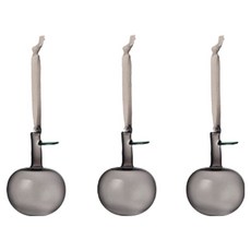 IITTALA 玻璃蘋果裝飾品, 3個, 灰色