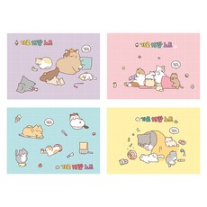 PINKFOOT 냥냥 橫式15格筆記本 4入組, 1套, 紫色, 粉紅色, 藍色, 黃色