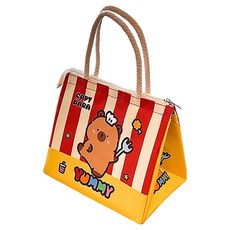 加厚大容量可愛卡皮巴拉保溫包, 好吃豚 黃色 + 紅色 + 米色, 1個