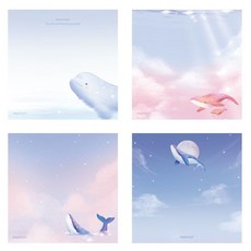 핑크풋 고래 떡 메모지 4종 x 100p 세트, 1세트, 혼합색상