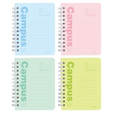 Pink Foot粉彩校園硬殼筆記本 4種組, 1套, 藍色、綠色、薄荷色、粉紅色