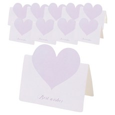 EUMES 馬卡龍色愛心迷你卡片, 10個, 薰衣草愛心