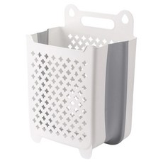 Lala工房 免鑽孔壁掛式可折疊洗衣籃, 混合色