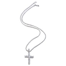 Enrich 男士用簡約十字架項鍊 60.96cm, 1個, 銀色 01 + 不鏽鋼麻花鏈