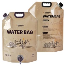 브리즈문 캠핑 대용량 휴대용 접이식 워터백 10L, 탄 베이지, 2개