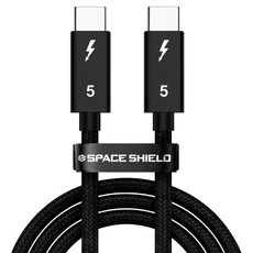 SPACE SHIELD Lumino Thunderbolt 5 1240W PD3.1 USB4 16K 80Gbps 超高速充電數據線, 黑色, 1個, 2m
