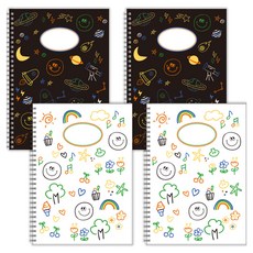 비팬시 비키즈 초등 스마일 무선종합장 연습장노트, 혼합색상, 4개