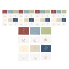 Eumes 質感燙金感謝卡 + 信封 + 貼紙套組, 30套, 混合顏色(卡片, 信封), 隨機出貨(貼紙)