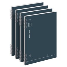 munid 線圈 7.5mm 橫線筆記本, 深藍色, 4個