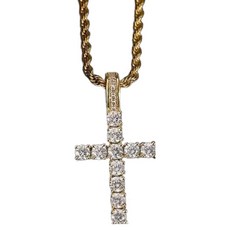 Enrich 男士簡約十字架項鍊 50.8cm, 1個, 金色 01 + 不銹鋼麻花鏈