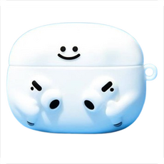 悍妞 可愛卡通圖案 矽膠保護套 Airpods 保護殼, 1個, 單一商品, 白色小不點 airpods4