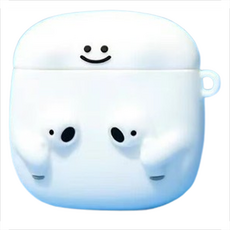 거친언니 귀여운 캐릭터 패턴 실리콘 커버 에어팟 케이스, 화이트 꼬마 airpods 1/2, 1개