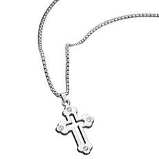 Inrich男性用簡約的十字架項鍊, 1個, L072-A（十字沖孔）