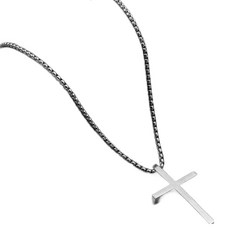 Enrich 男士奢華十字架項鍊, 1個, 鋼色基本款十字架