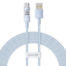 Baseus 倍思 透明CD系列 快充傳輸線 USB-Type-C 100W, 1m, 星海藍, 1條