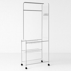 가구느낌 철제 드레스룸 옷걸이 팜행거 2단 700, 화이트화이트