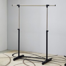 업그레이드행거 가정용 스탠드형 옷걸이 철제행거 스탠드 1단, 모던 실버블랙