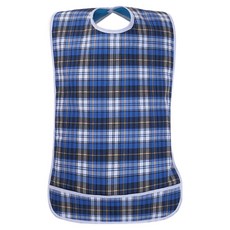 소울리치 성인용 튼튼한 턱받이 L 45 x 75 cm, 파랑체크, 1개